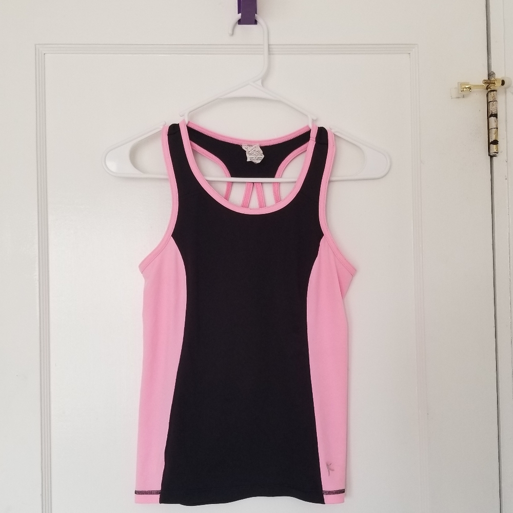 Danskin Girl's Black & Pastel Pink Activewear Dri More Cutout Racerback Tank